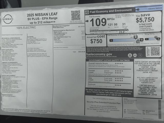 new 2025 Nissan Leaf car, priced at $33,999