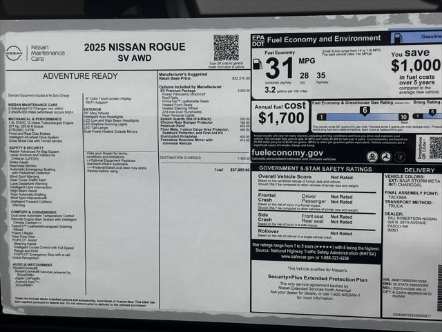 new 2025 Nissan Rogue car, priced at $37,885