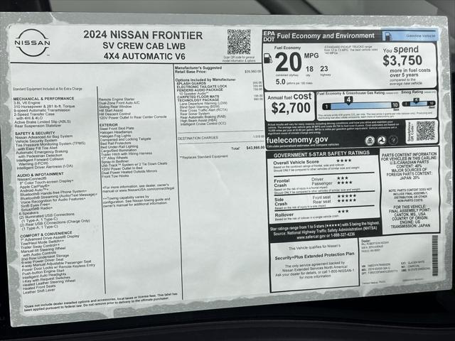 new 2024 Nissan Frontier car, priced at $43,495