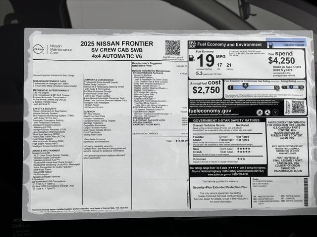 new 2025 Nissan Frontier car, priced at $43,549