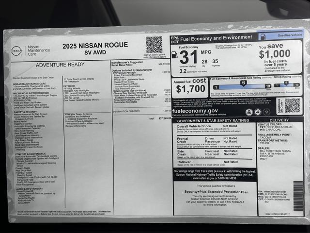 new 2025 Nissan Rogue car, priced at $35,599