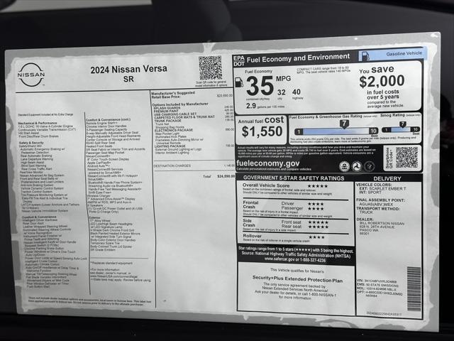 new 2024 Nissan Versa car, priced at $24,590