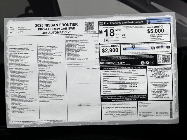 new 2025 Nissan Frontier car, priced at $45,085