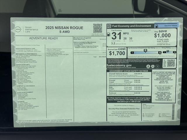 new 2025 Nissan Rogue car, priced at $32,145