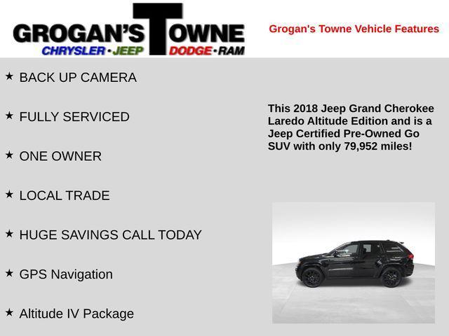 used 2018 Jeep Grand Cherokee car, priced at $17,461