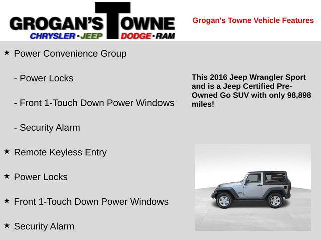 used 2016 Jeep Wrangler car, priced at $14,451