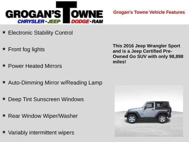 used 2016 Jeep Wrangler car, priced at $14,451