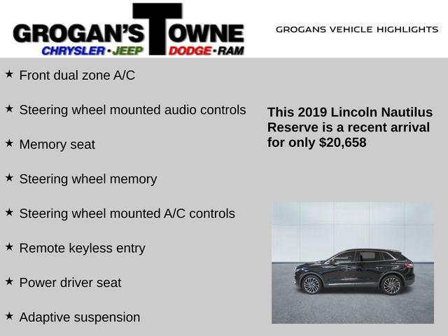 used 2019 Lincoln Nautilus car, priced at $20,658