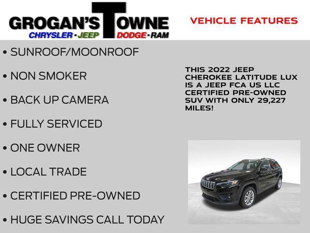 used 2022 Jeep Cherokee car, priced at $22,843