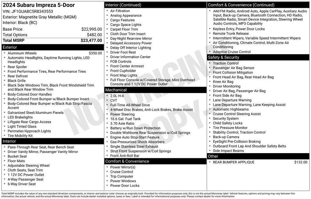 used 2024 Subaru Impreza car, priced at $22,542