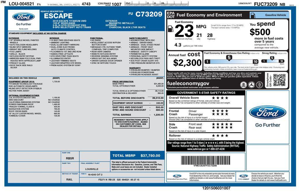 used 2015 Ford Escape car