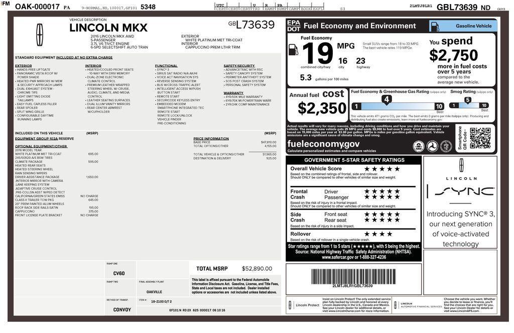 used 2016 Lincoln MKX car, priced at $13,765