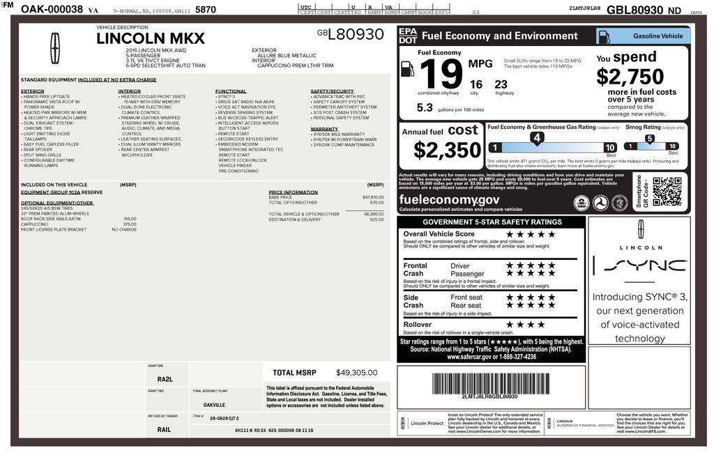 used 2016 Lincoln MKX car, priced at $17,199