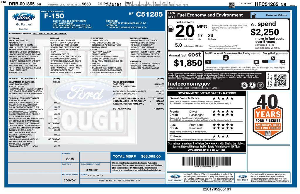 used 2017 Ford F-150 car, priced at $35,250
