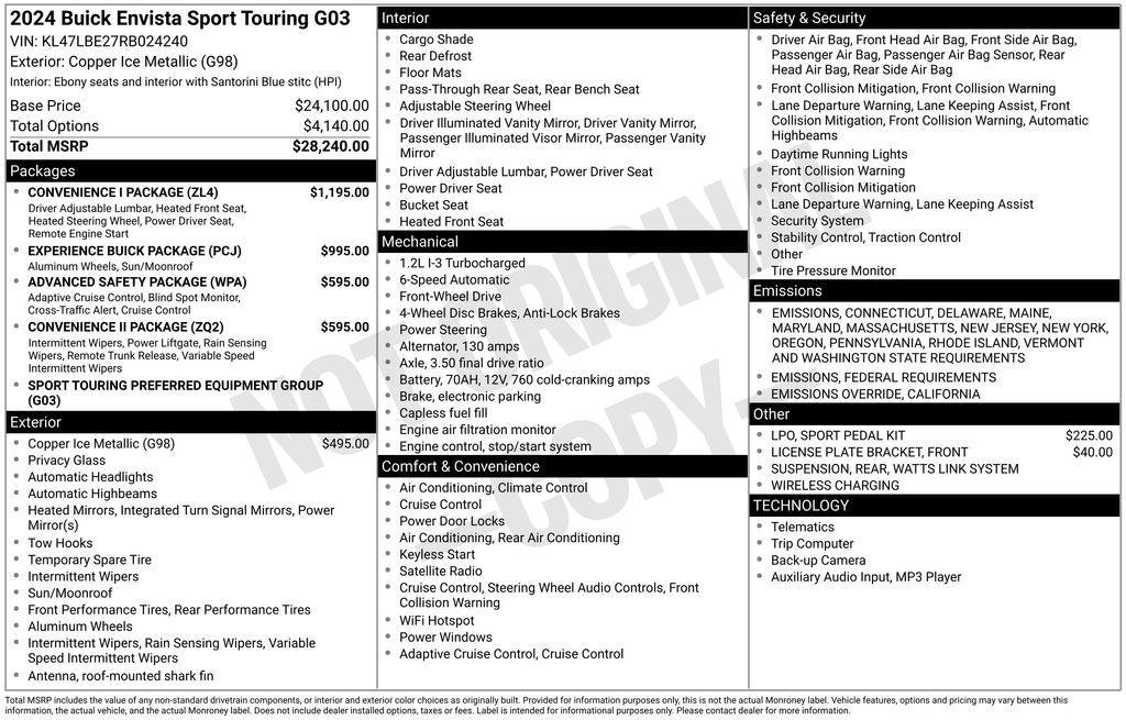 used 2024 Buick Envista car, priced at $24,000