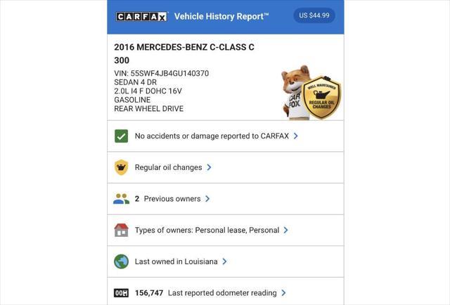used 2016 Mercedes-Benz C-Class car, priced at $11,995