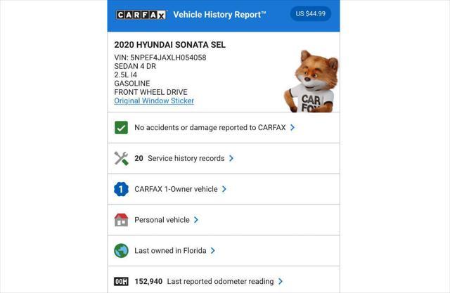 used 2020 Hyundai Sonata car, priced at $13,995