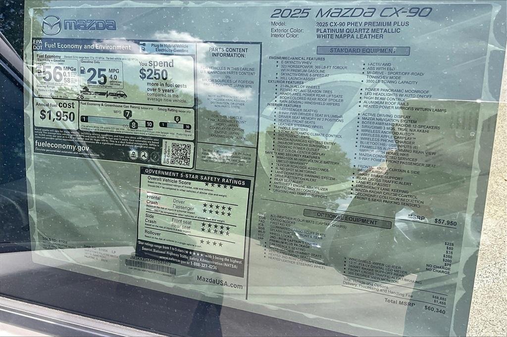 new 2025 Mazda CX-90 PHEV car, priced at $56,704