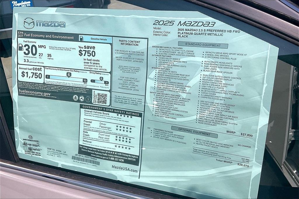 new 2025 Mazda Mazda3 car, priced at $28,378