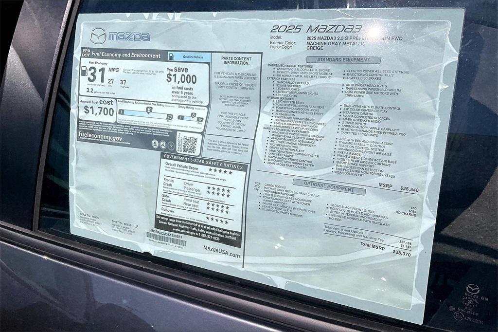 new 2025 Mazda Mazda3 car, priced at $27,613