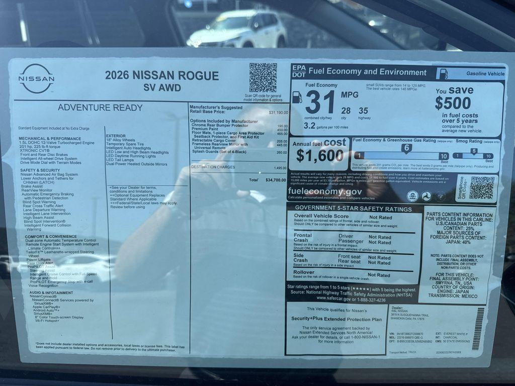 new 2026 Nissan Rogue car, priced at $33,252