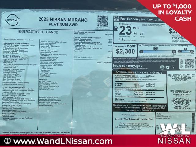 new 2025 Nissan Murano car, priced at $49,819