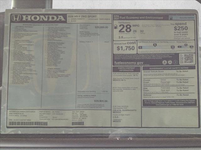 new 2026 Honda HR-V car, priced at $28,834