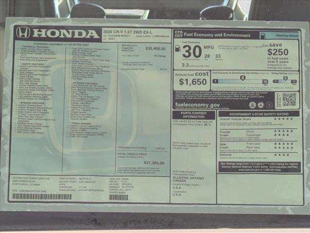new 2026 Honda CR-V car, priced at $35,776