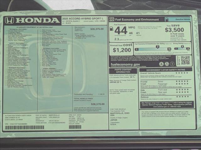 new 2025 Honda Accord Hybrid car, priced at $35,066