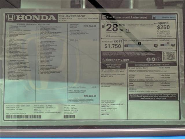 new 2026 Honda HR-V car, priced at $28,834