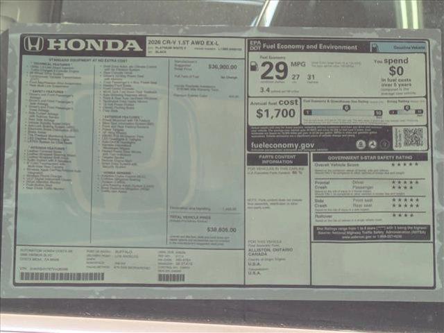 new 2026 Honda CR-V car, priced at $37,212