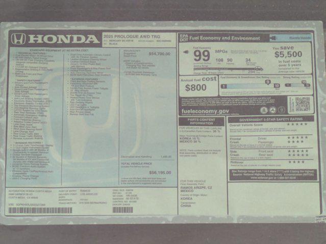 new 2025 Honda Prologue car, priced at $52,488