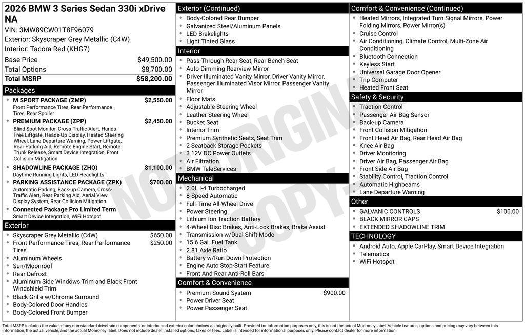 new 2026 BMW 330 car, priced at $59,365