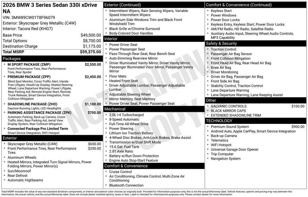 new 2026 BMW 330 car, priced at $59,365