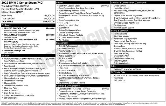 used 2022 BMW 740 car, priced at $48,739