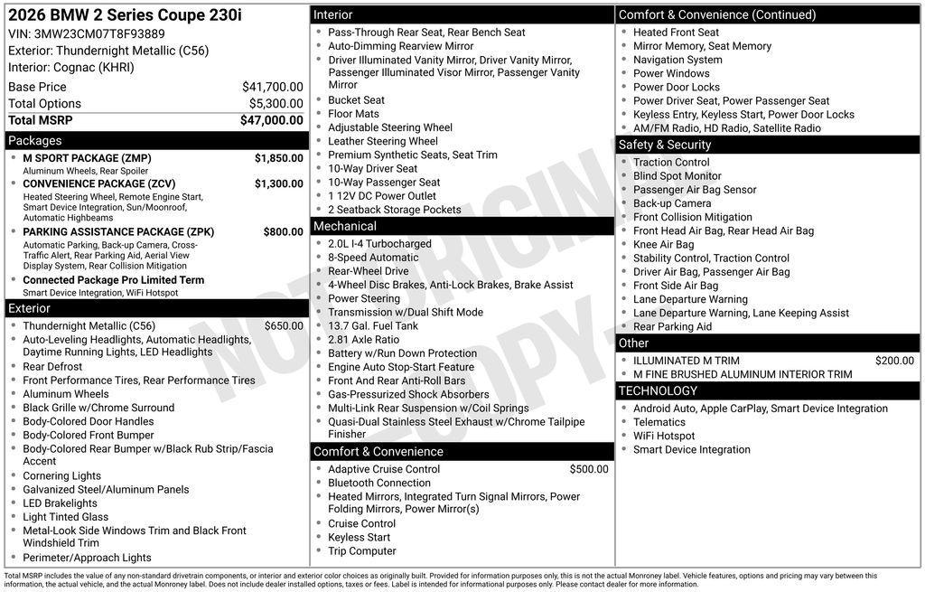 new 2026 BMW 230 car, priced at $48,175
