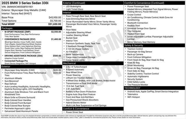 new 2025 BMW 330 car, priced at $52,595