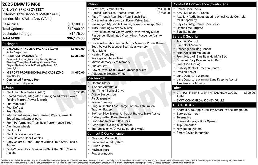 new 2025 BMW i5 car, priced at $97,370