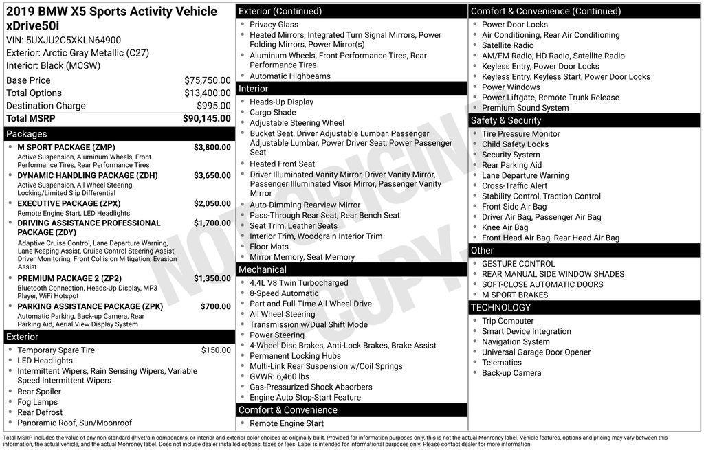 used 2019 BMW X5 car, priced at $30,703