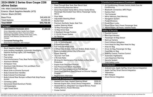 used 2024 BMW 228 Gran Coupe car, priced at $43,073