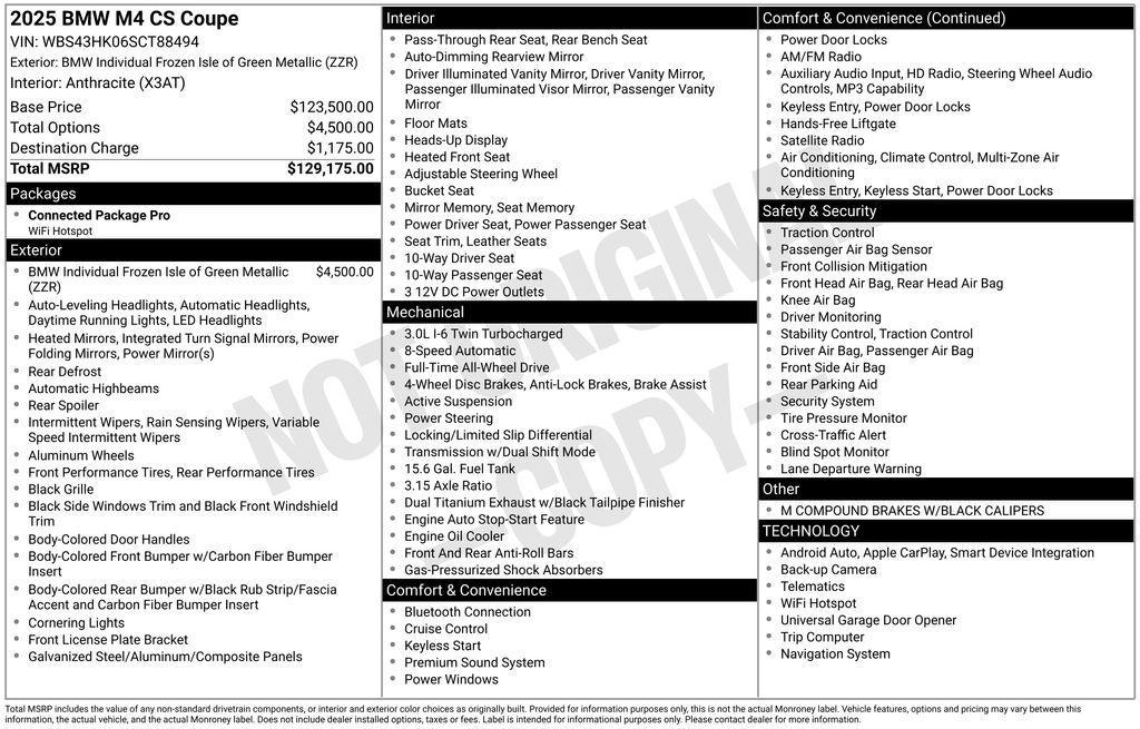 used 2025 BMW M4 car, priced at $124,879