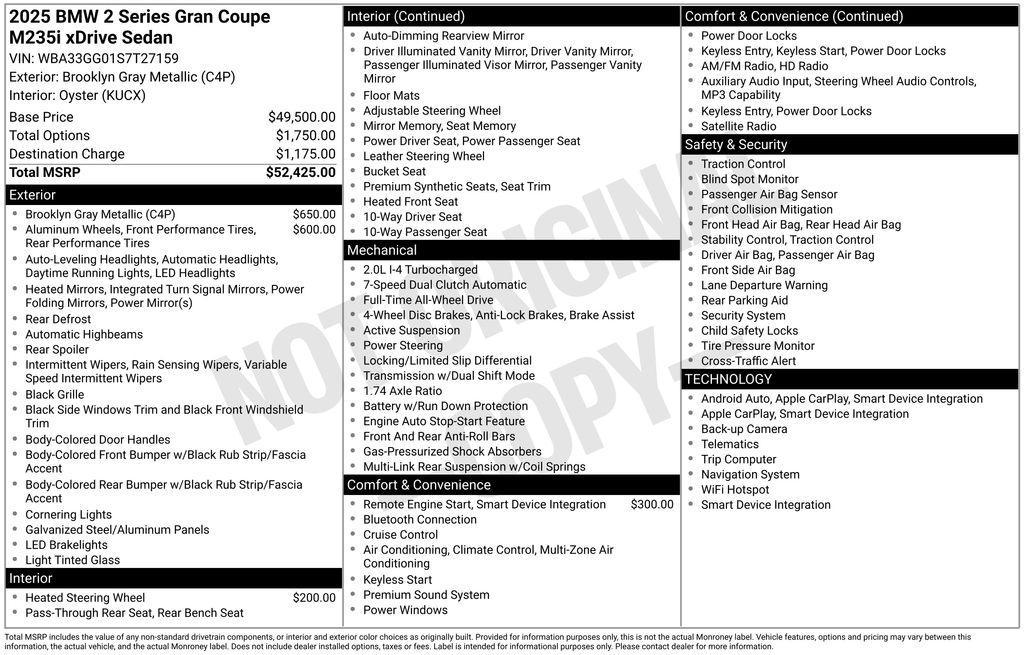 new 2025 BMW M235 Gran Coupe car, priced at $52,425