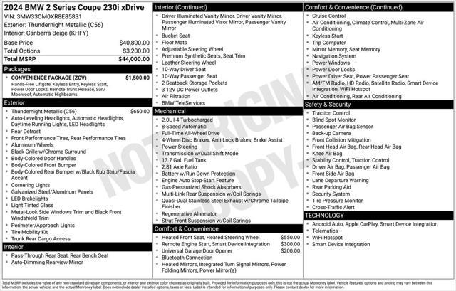 used 2024 BMW 230 car, priced at $44,278