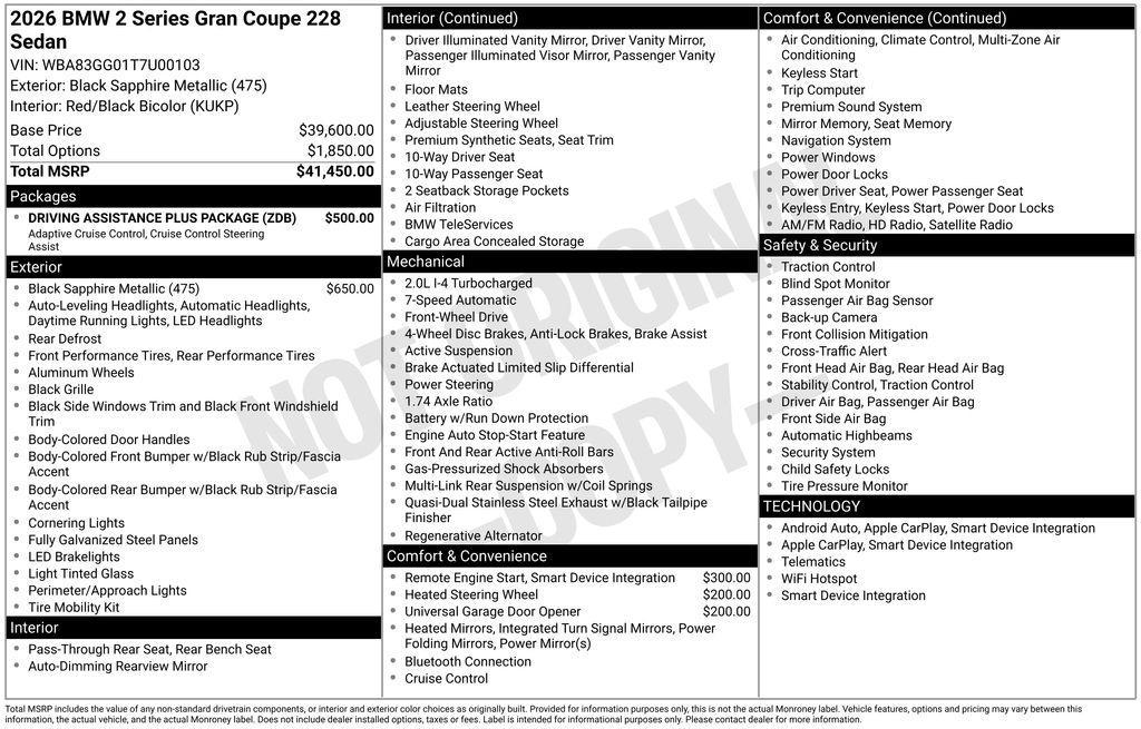 new 2026 BMW 228 Gran Coupe car, priced at $42,675