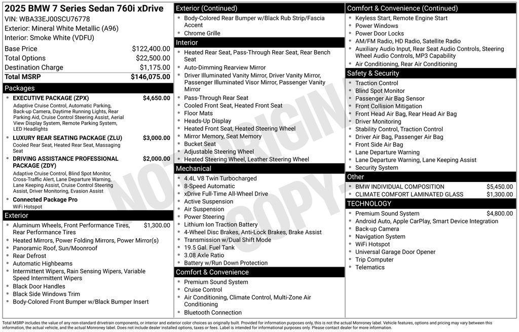 used 2025 BMW 760 car, priced at $126,493
