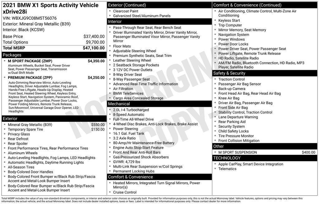 used 2021 BMW X1 car, priced at $23,995