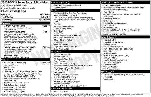 new 2025 BMW 330 car, priced at $55,845