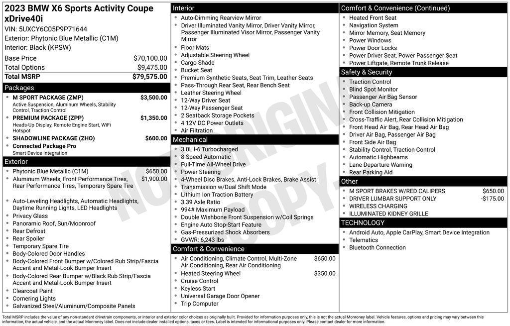 used 2023 BMW X6 car, priced at $66,995