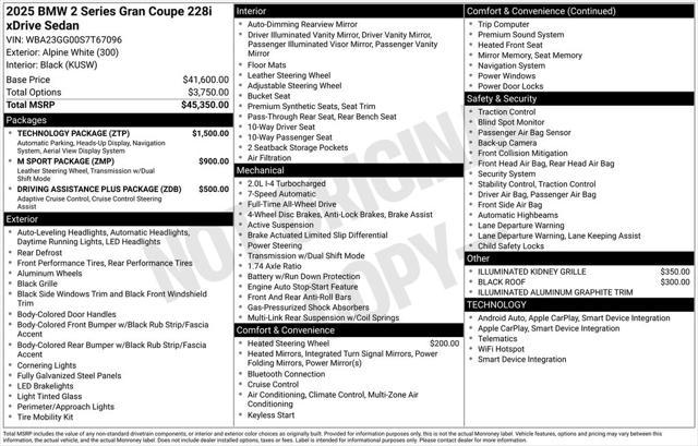 new 2025 BMW 228 Gran Coupe car, priced at $46,425