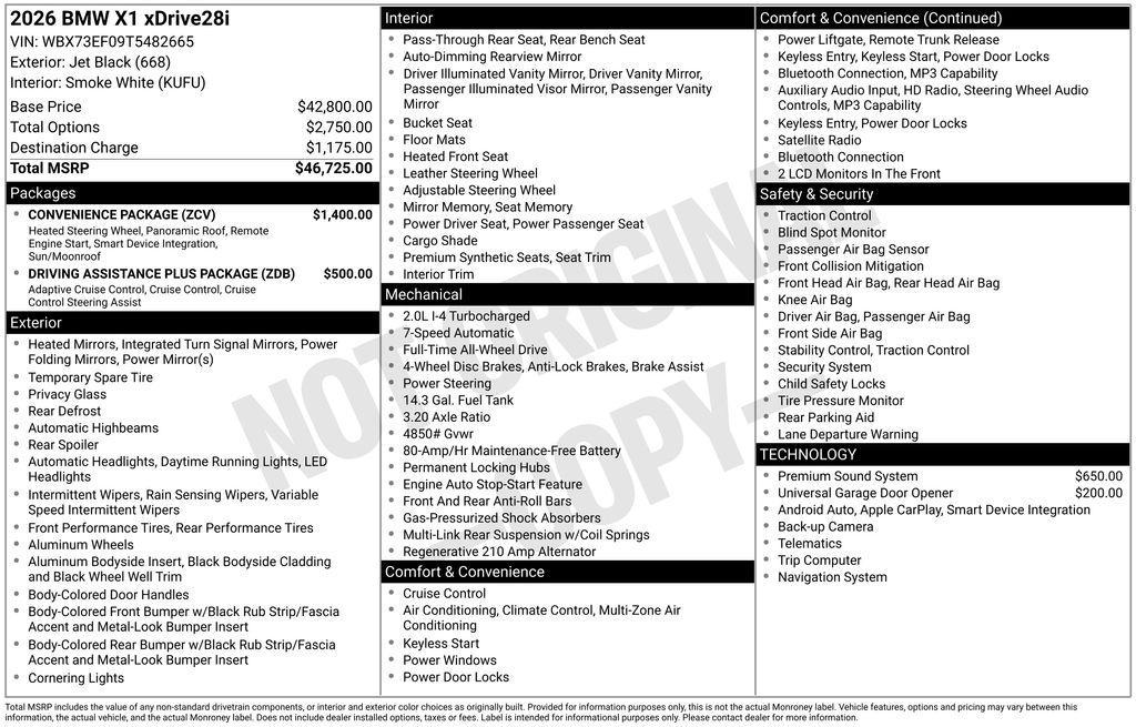 new 2026 BMW X1 car, priced at $47,295